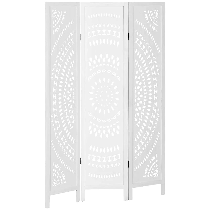 3 Panel Room Divider, 5.6 Ft Tall Portable Folding Privacy Screen, Wood Partition Wall Divider for Home Office, White