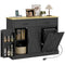 7 Gallon Tilt Out Garbage Cabinet, Kitchen Island with Charging Station, 2 Drawers, 4 Door Racks, Black