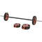 Soozier 44lbs Adjustable Barbell Weight Set, Solid One-Piece Barbell Bar and Weights for Home Gym Weight Lifting Strength Training Exercise, Max Load 110 lbs, Black and Red