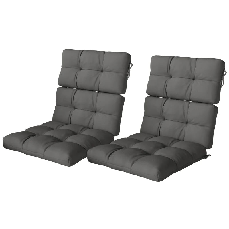 2-Piece Back Seat Cushion Replacement, Outdoor Patio Chair Cushions Set with Ties, Button Tufted, Dark Grey