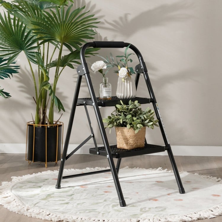 2-Step/3-Step Ladder with Wide Anti-Slip Pedal-2-Step