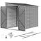 4.6' x 9' Steel Outdoor Storage Shed, Lean to Shed, Metal Tool House with Foundation Kit, Lockable Doors, Gloves and 2 Air Vents for Backyard, Patio, Lawn, Grey