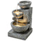3-Tier Outdoor Water Fountain, Garden Waterfall Fountain with LED Lights and Pump, Indoor Freestanding Resin Waterfall
