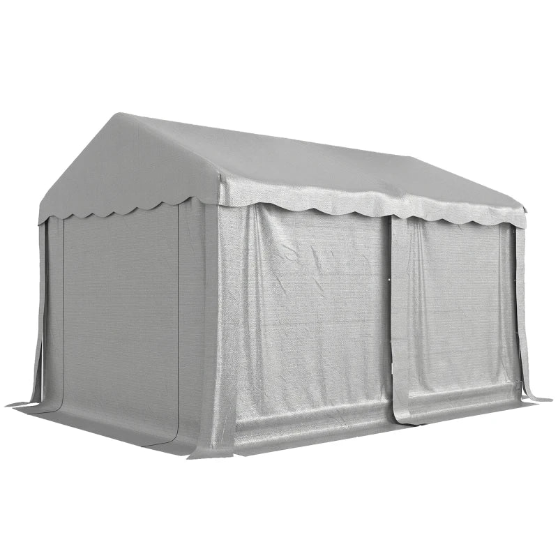 13' x 10' Portable Shed, Outdoor Storage Shed Tent with Roll-up Zipper Door and Removable Sidewalls, Light Grey