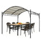 10' x 10' Outdoor Pergola with UV30+ Canopy Galvanized Steel Frame Sun Shade with Arched Top, Cream White