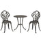 3PCs Patio Bistro Set, Outdoor Cast Aluminum Garden Table and Chairs with Umbrella Hole for Balcony, Bronze