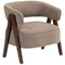 Sherpa Fleece Accent Chair, Upholstered Armchair with Solid Wood Legs and Steel Frame for Living Room, Light Brown