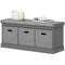 Shoe Storage Bench with Seat, Entryway Bench Seat with Cushion, 3 Fabric Drawers for Hallway, Dark Grey