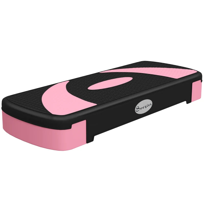 Soozier Adjustable Aerobic Stepper, Exercise Step Platform, Step Exercise Trainer, Workout Fitness Yoga Risers, 4"-6"-8", Pink