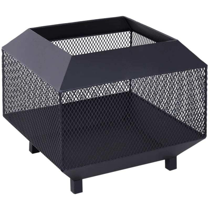 17" Outdoor Fire Pit with Fire Poker, Wood Burning Firepits, Portable Firepit for Patio Backyard Bonfire Camping, Black