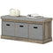 Shoe Storage Bench with Seat, Entryway Bench Seat with Cushion, 3 Fabric Drawers for Hallway, Washed Grey