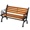 47 Inch Outdoor Garden Bench, Patio Loveseat with Unique Armrests, Slatted Seat Back, 528 lbs. Capacity, Teak Colour
