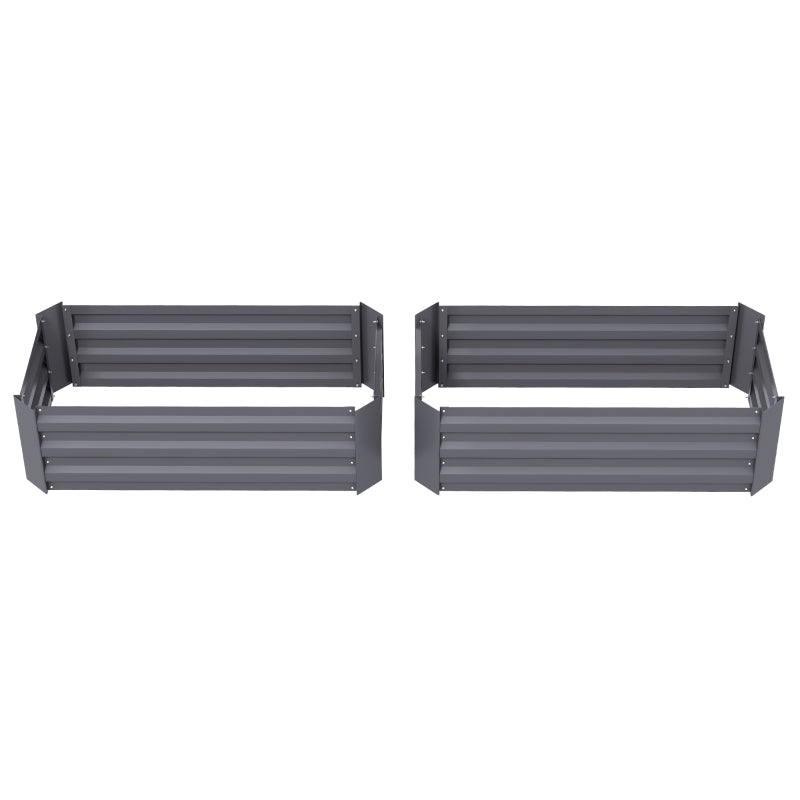 Set of 2 Raised Garden Bed, Steel Elevated Planter Box for Flowers, Herbs, Succulents, 39"x20"x12", Dark Grey