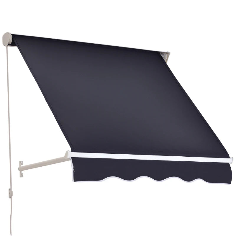 4' x 2.3' Retractable Window Door Awning Patio Canopy Outdoor Sun Shade Shelter Dark Grey