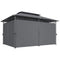 10' x 13' Double Roof Patio Gazebo, Outdoor Gazebo with Curtains, for Garden, Lawn, Backyard and Deck, Grey