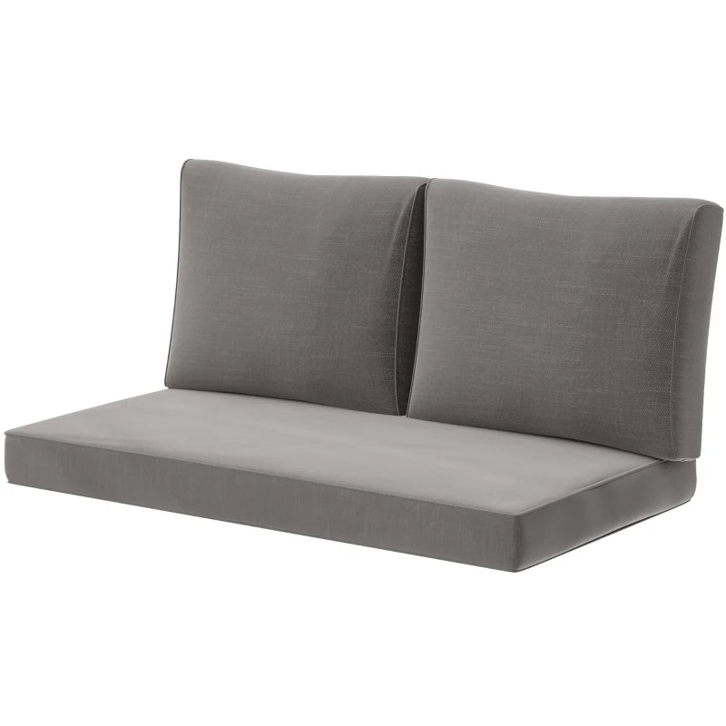 2 Seater Outdoor Seat Cushions with Backrest, Loveseat Double Sofa Outdoor Furniture Cushions, Light Grey