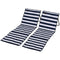 Set of 2 Foldable Lounge Chairs with Carry Bag, Adjustable Backrest, Blue and White