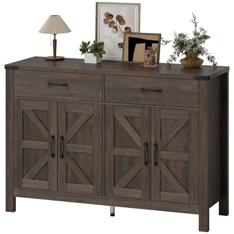 Sideboard Buffet Cabinet, Farmhouse Kitchen Storage Cabinet with 2 Drawers and Shelves for Living Room, Entryway