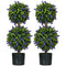 2.3ft Set of 2 Artificial Plants, Lavender Flowers Ball Trees with Pot, for Home Indoor Outdoor Decor