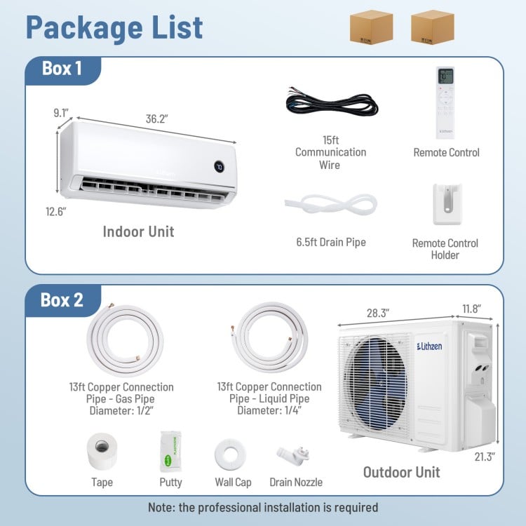 18000 BTU 18.1 SEER2 208/230V Mini Split Air Conditioner Works with Alexa