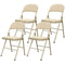 4 Pack Folding Chairs with Padded Seats, Velvet Portable Party Chairs with Steel Frame, Beige