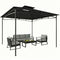 10' x 10' Gazebo, Soft Top Outdoor Gazebo with 2-Tier Roof, Metal Frame, Black