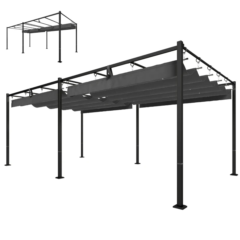 19' x 10' Pergola with Retractable Canopy, Patio Pergola with Sun Shade Shelter, UV50+, for Patio, Garden, Dark Grey