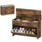 Shoe Storage Bench with Flip Drawer and Lift Top Storage, Entryway Bench with Seat Cushion for Hallway, Rustic Brown