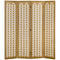 4 Panel Room Divider, 5.6ft Tall Wood Folding Privacy Screens, Freestanding Partition Wall Dividers, Light Brown