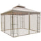 10' x 10' Steel Outdoor Patio Gazebo Canopy with Removable Mesh Curtains, Display Shelves, & Steel Frame, Brown