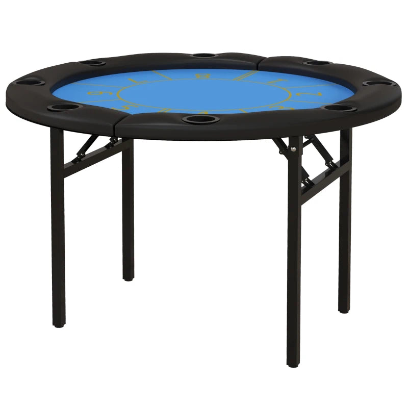 Soozier Foldable Poker Table Blackjack Texas Holdem Poker Game Table with Cup Holders, 47" Round, Black