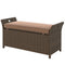 2-In-1 Outdoor Storage Bench, 29 Gallon Wicker Deck Box with Handles and Cushion, Tan