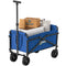 Small Collapsible Folding Garden Cart, Heavy Duty Lawn Wagon with Universal Wheels and Adjustable Handle, Blue