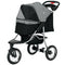 Small Dog Stroller, 3-Wheel Foldable Pet Stroller with Adjustable Canopy and Zippered Mesh Door for Pet Owners, Grey
