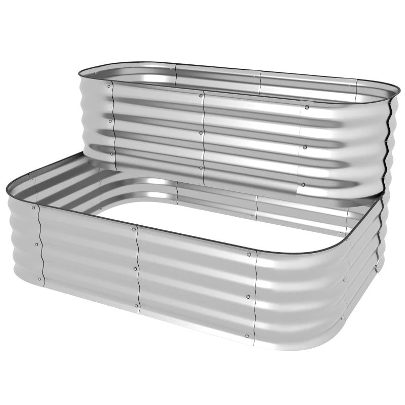 4'x3'x1' Outdoor Raised Garden Bed, 2-Tier Galvanized Planter Box with Safety Edging for Vegetable, Flower, Fruit