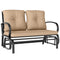 2-Person Outdoor Glider Chair, Patio Double Rocking Loveseat with Steel Frame and Cushions for Backyard, Garden and Porch, Khaki