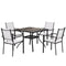 5 Piece Outdoor Patio Dining Set, Dining Table and 4 Stackable Chairs with Umbrella Hole, Shelf