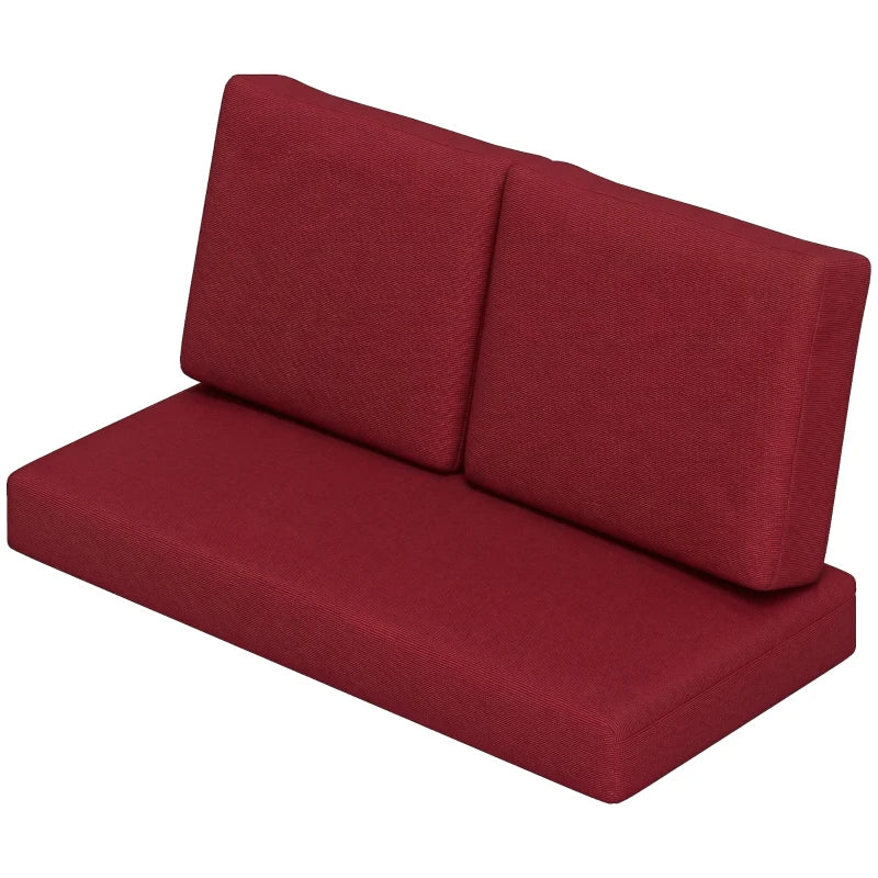 2 Seater 5" Thick Outdoor Seat Cushions with 7" Backrest, Loveseat Outdoor Furniture Cushions, Wine Red