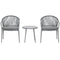 3-Piece Rattan Bistro Set, Garden Seating Group with 2 Armchairs and Coffee Table, Balcony Furniture Set, Grey