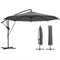 10FT Cantilever Patio Umbrella with 8 Ribs, Offset Patio Umbrella with Cover and Wind Ropes for Garden, Yard, Dark Grey