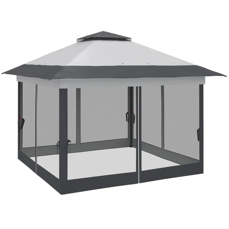 12' x 12' Foldable Pop-up Party Tent Instant Canopy Sun Shade Gazebo Shelter with Steel Frame, Dark Grey