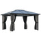 12' x 15' Hardtop Gazebo Canopy with Polycarbonate Roof, Aluminum Frame, Netting, Curtains and Ceiling Hook, Dark Grey