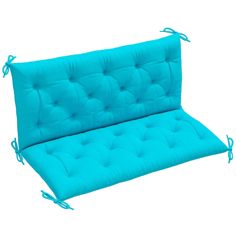2 Seater Garden Bench Cushion, Soft Thick Outdoor Non-Slip 2 Seater Soft Pad With Backrest for Garden Patio, 47" x 43" x 5", Turquoise