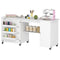 Sewing Machine Table with Drop Leaf, Folding Craft Table with 2 Doors and Adjustable Shelf for Small Spaces, White