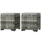 Set of 2 Wicker Ottoman, Outdoor Footstool with Storage & Removable Cushions for Poolside, Patio, Deck, Grey