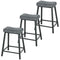 Set of 3 Bar Stools, Velvet Upholstered Counter Stools with Curved Seat and Footrest for Kitchen Island, Grey
