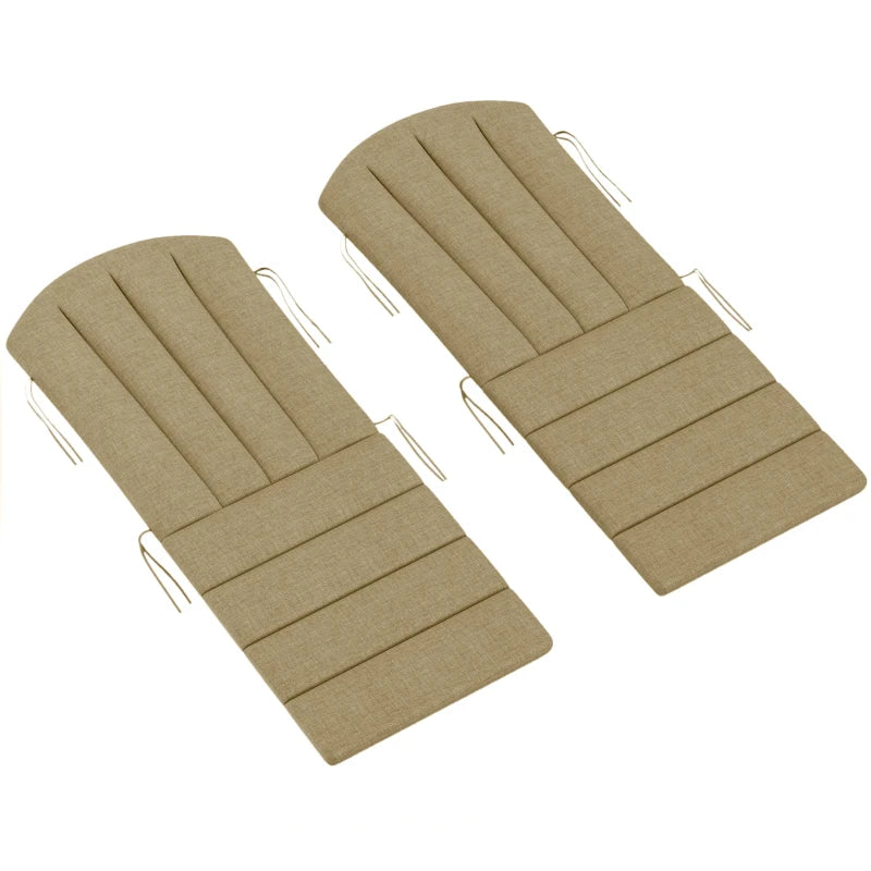 Set of 2 Patio Chair Cushions, High Back Adirondack Chair Cushion with Ties, High-Density Foam, Beige