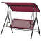 3-Seater Outdoor Porch Swing with Adjustable Canopy, Patio Swing Chair for Garden, Poolside, Backyard, Wine Red