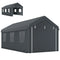10' x 20' Carport, Heavy Duty Portable Garage with 6 Mesh Windows and 2 Doors, Dark Grey