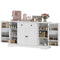 Sideboard Buffet Cabinet, Farmhouse Coffee Bar Cabinet with Door Shelves, Adjustable Shelves, Drawer, Barn Doors, White